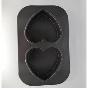 Chicago Metallic Heart Shaped Cake‎ Pan 2 Cavity Nonstick Brownie Cake Mold